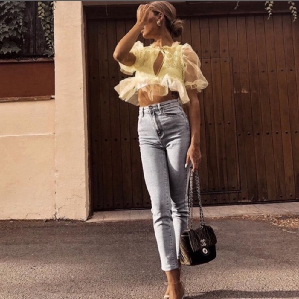 Zara Sheer Yellow Tulle Top